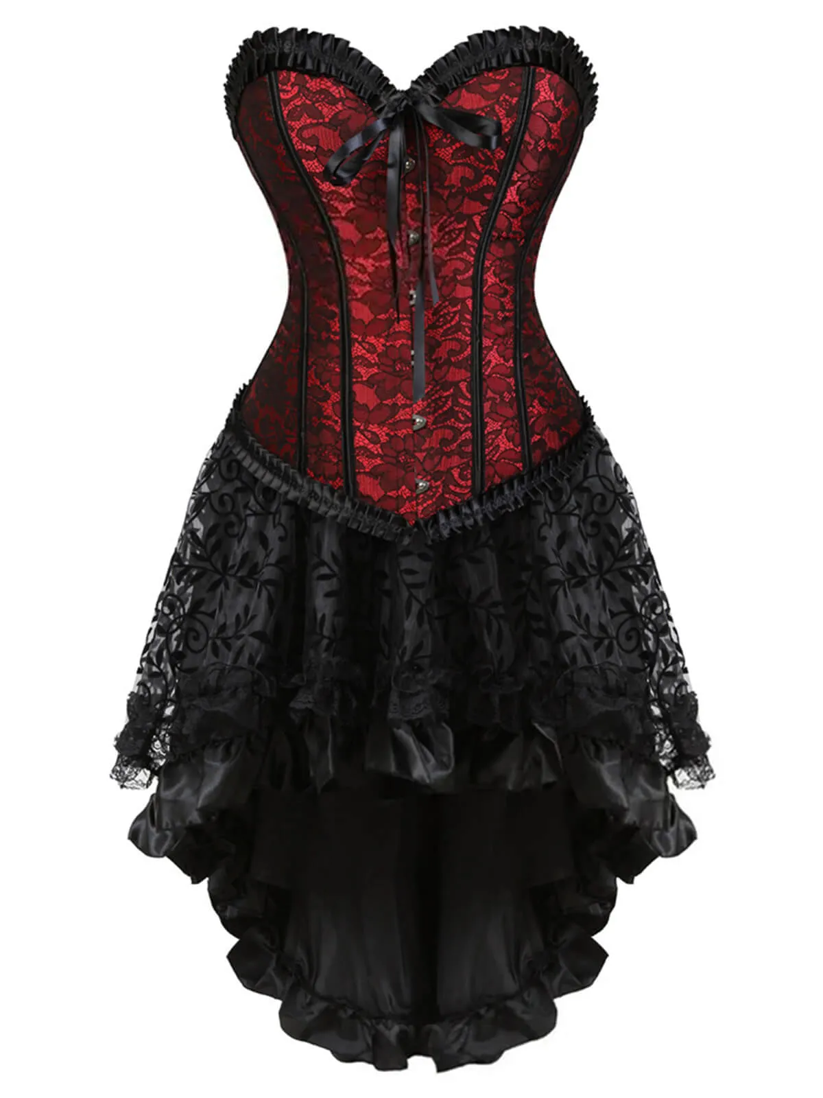 2PCS 1970s Steampunk Lace Corset & High Low Skirt sold by Retro Stage product image thumbnail 2