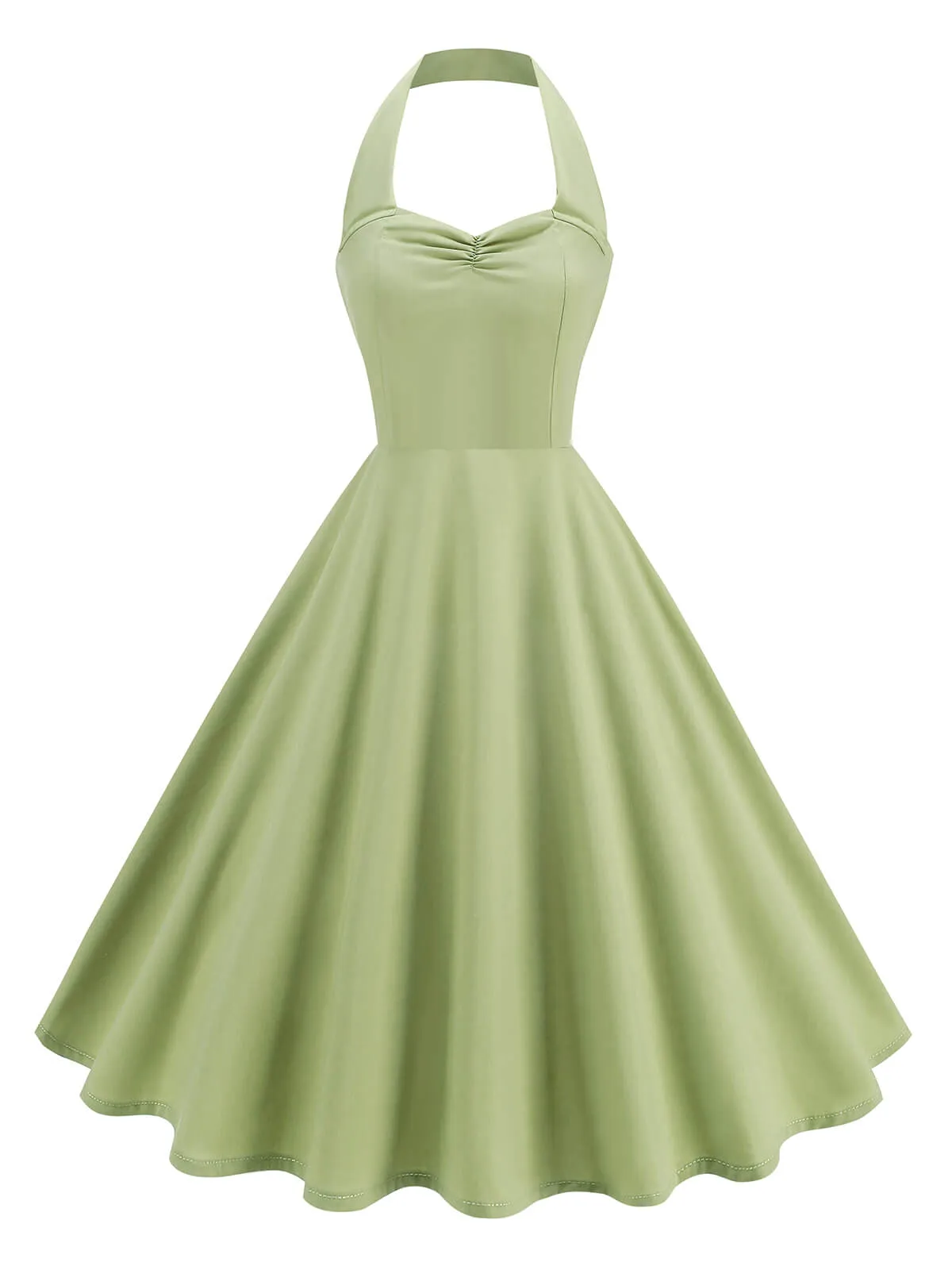 1950s Solid Sweetheart Neck Halter Dress sold by Retro Stage product image thumbnail 3