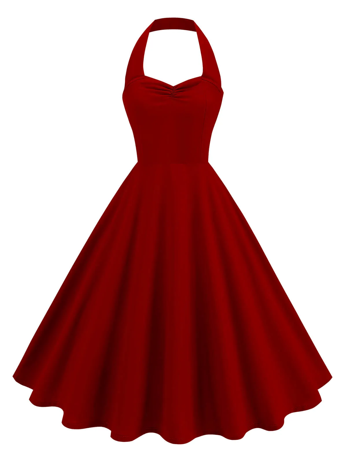 1950s Solid Sweetheart Neck Halter Dress sold by Retro Stage