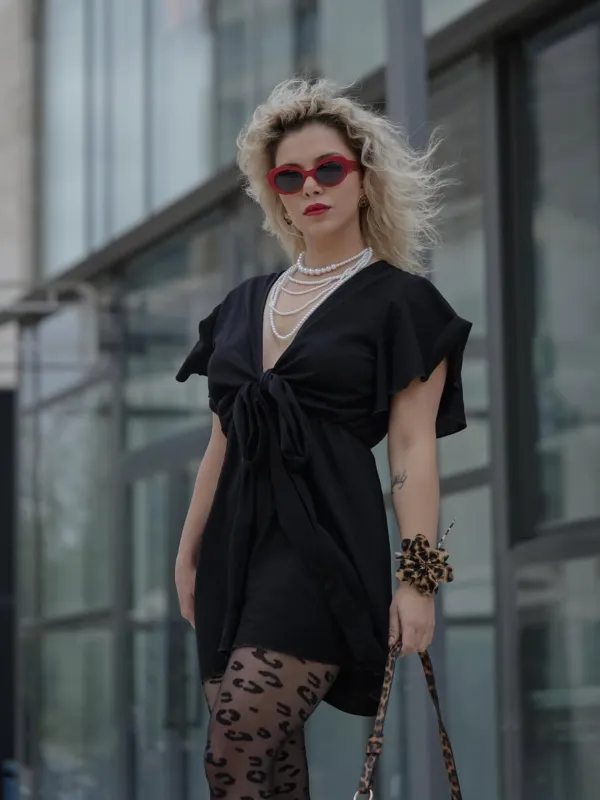 1950s Solid V-Neck Cotton Flounce Sleeve Romper sold by Retro Stage