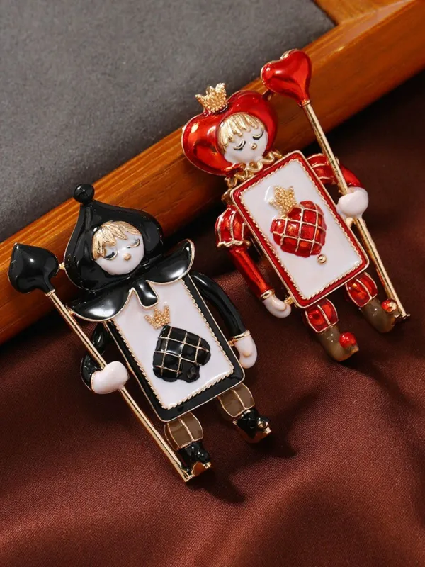 Vintage Red Heart Black Spade Soldier Christmas Brooch sold by Retro Stage