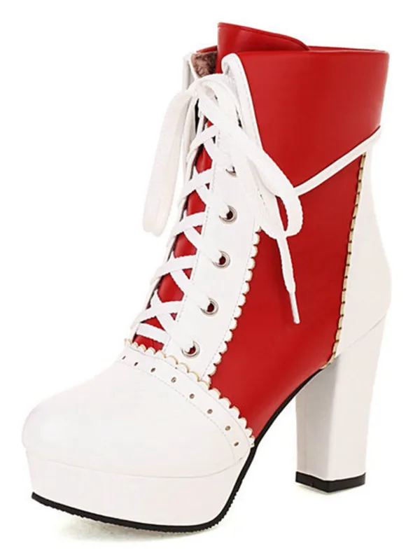 Vintage Leather Lace-Up Colorblock Martin Boots sold by Retro Stage