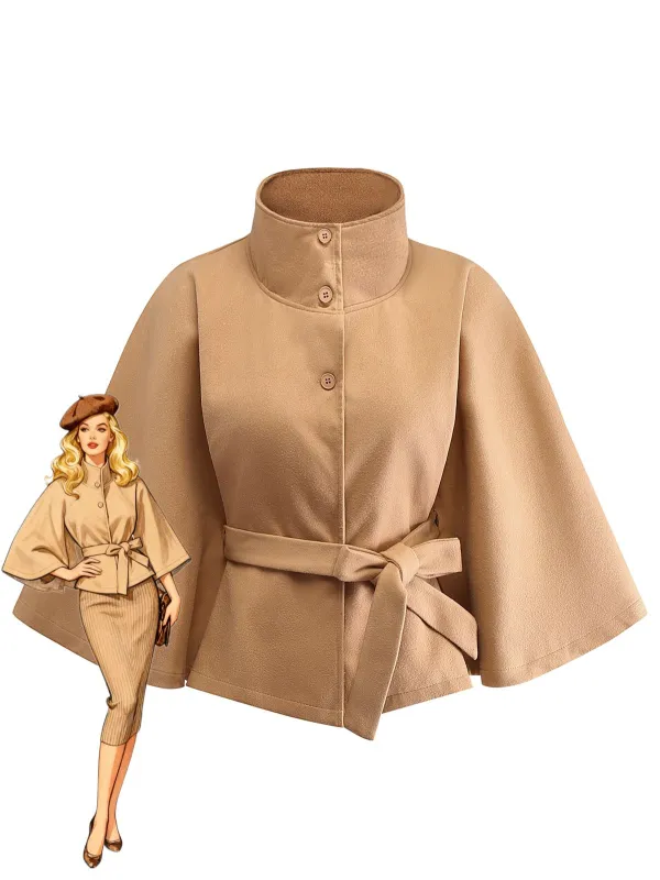 1970s Solid Turtlenecck Belted Cloak Jacket sold by Retro Stage