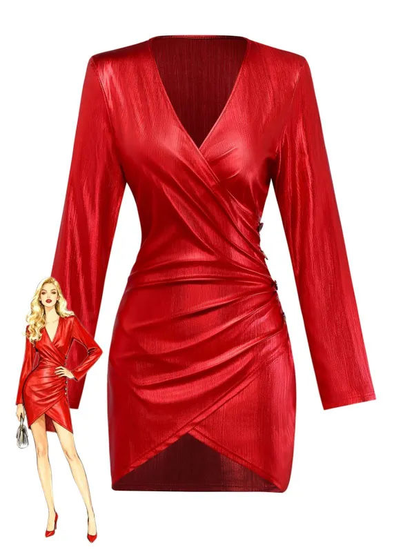 1960s Solid V-Neck Slit Bodycon Dress sold by Retro Stage