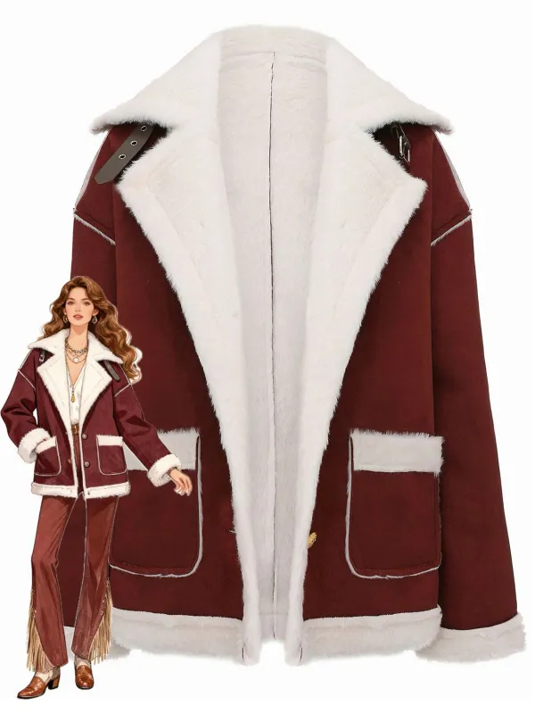 1940s Lapel Plush Buckle Pocketed Jacket sold by Retro Stage