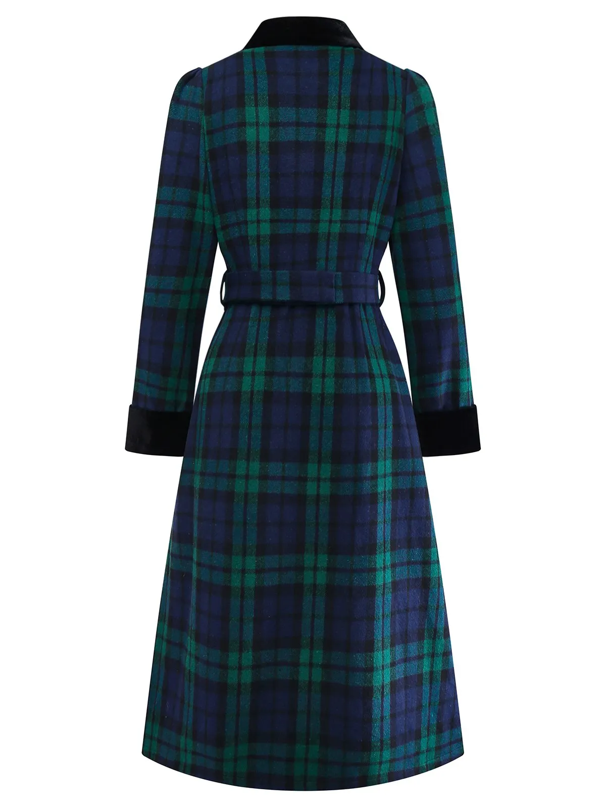 Blue & Green 1940s Plaid Notched Collar Coat sold by Retro Stage product image thumbnail 4