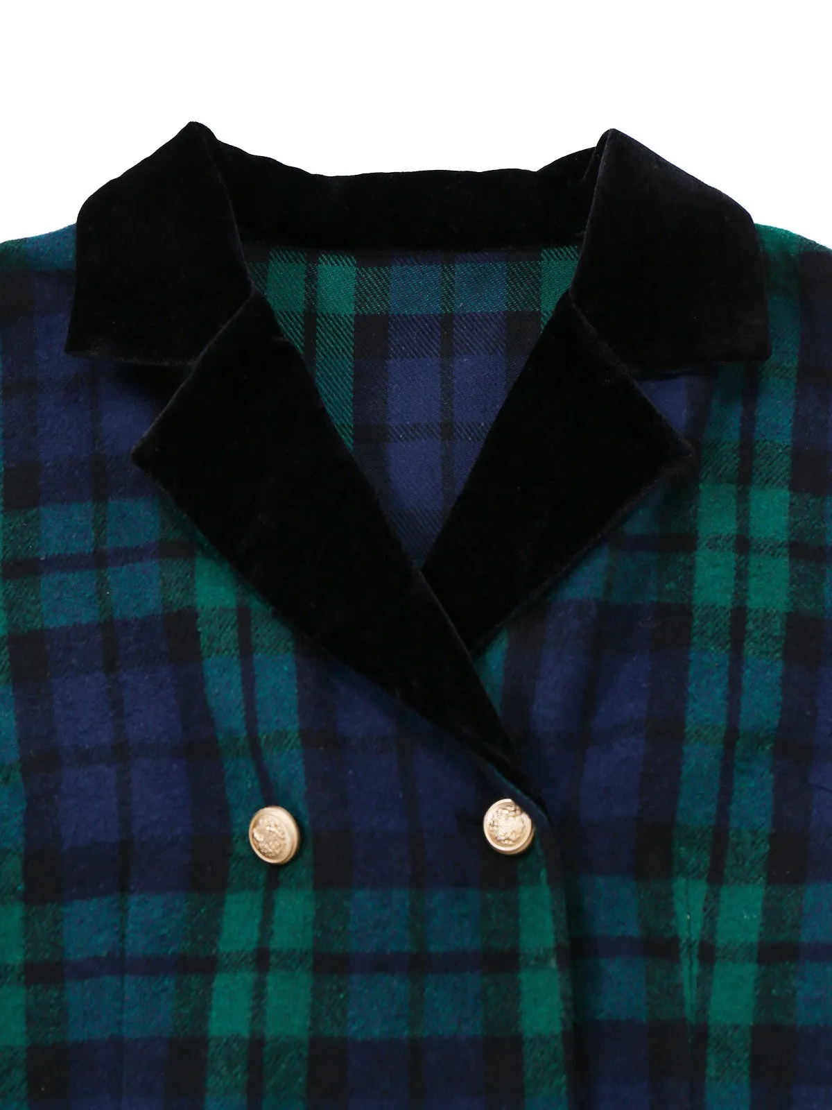 Blue & Green 1940s Plaid Notched Collar Coat sold by Retro Stage product image thumbnail 5