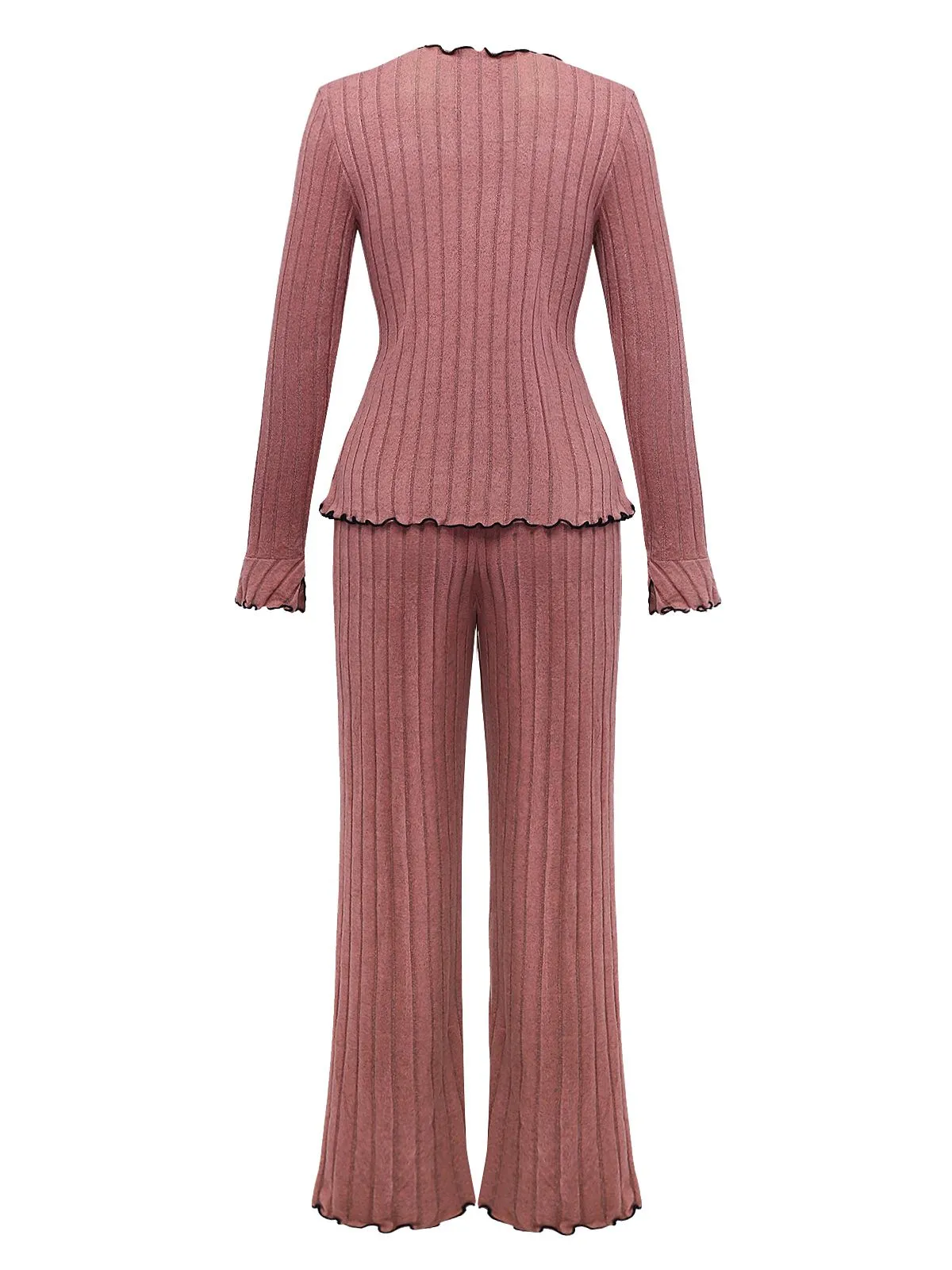 1950s Bow Knitted Ruffled Long Pajama Set sold by Retro Stage product image thumbnail 2