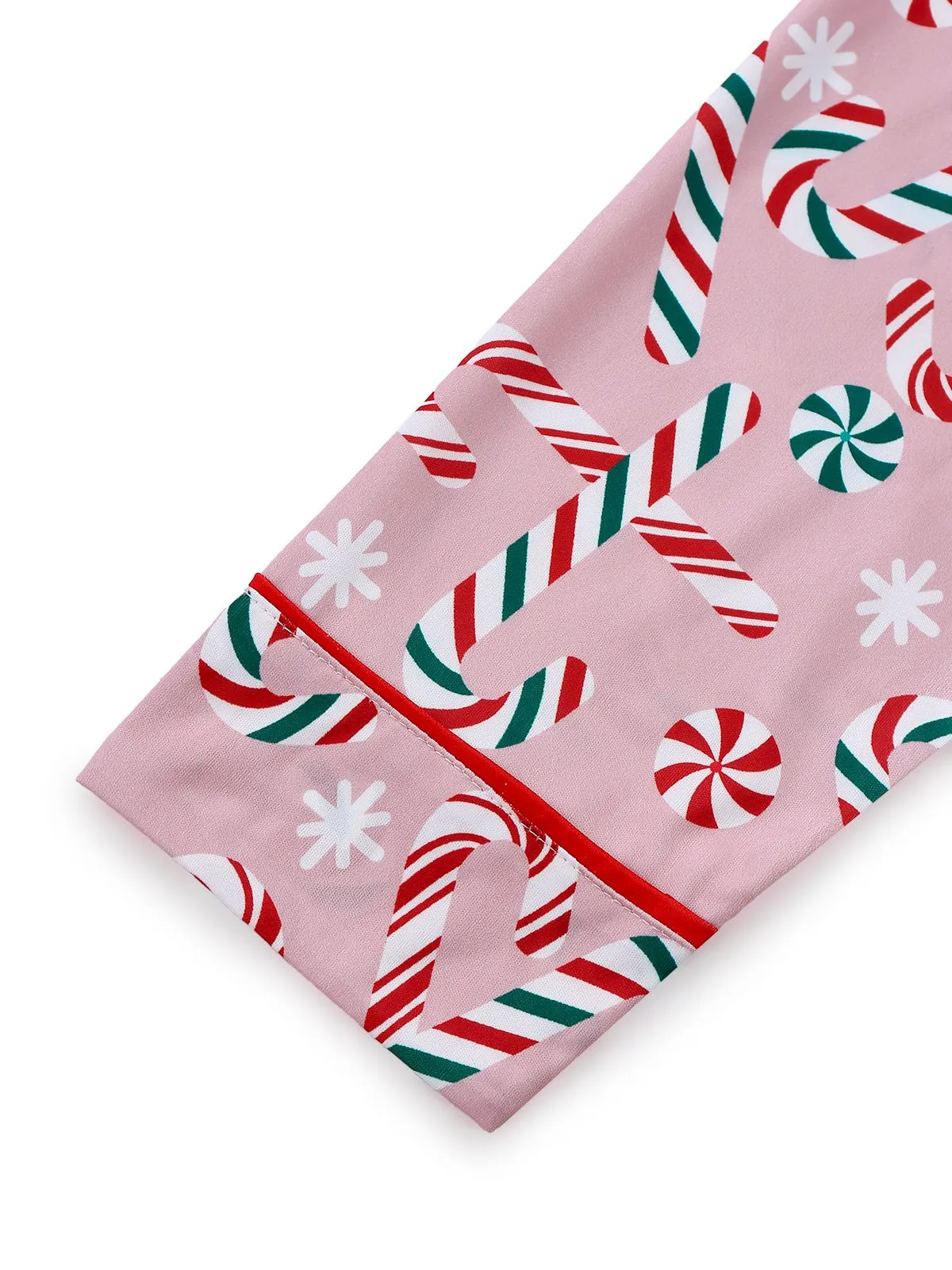 Pink 1940s Christmas Candy Cane Long Pajama Set sold by Retro Stage product image thumbnail 5