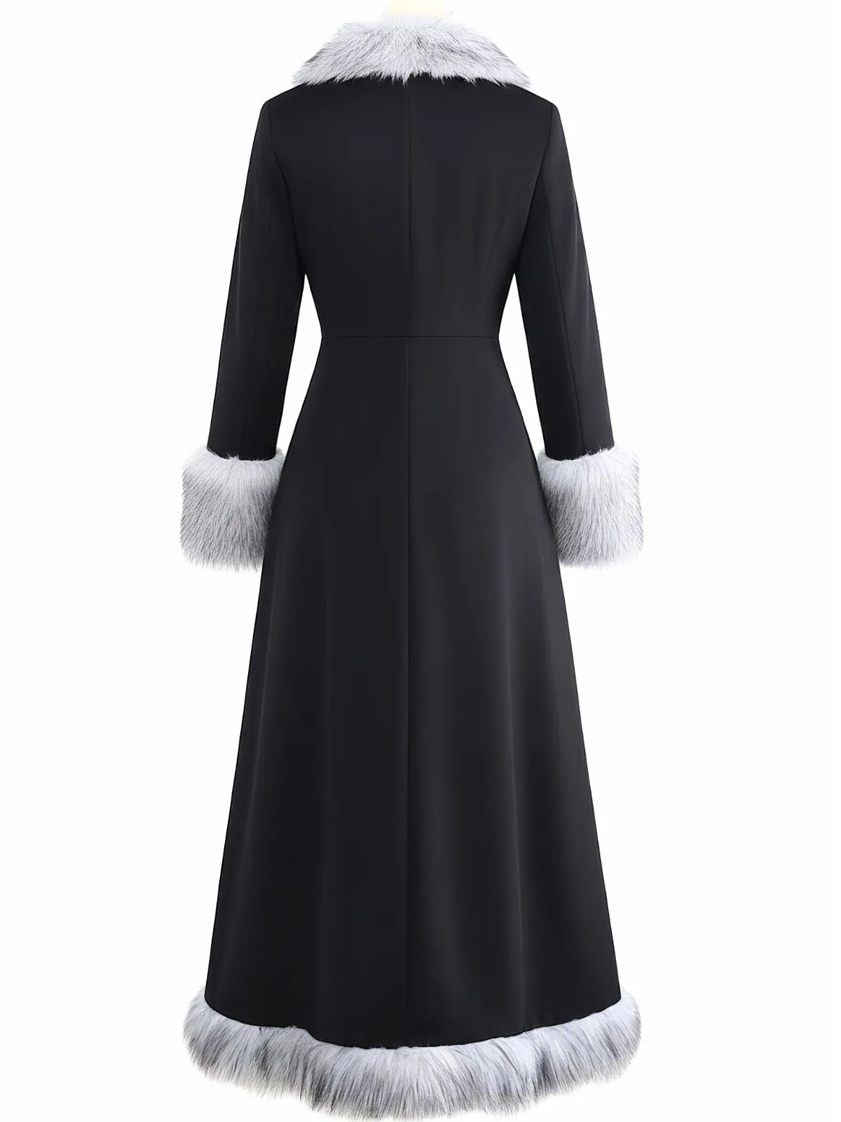 Black 1930s Faux Fur Trim Maxi Coat sold by Retro Stage product image thumbnail 3