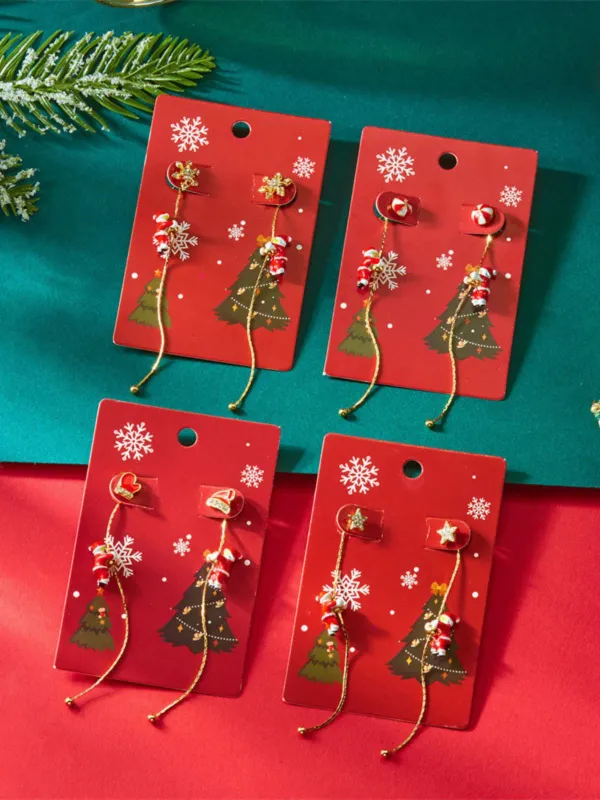 Red Christmas Santa Claus Long Drop Earrings sold by Retro Stage