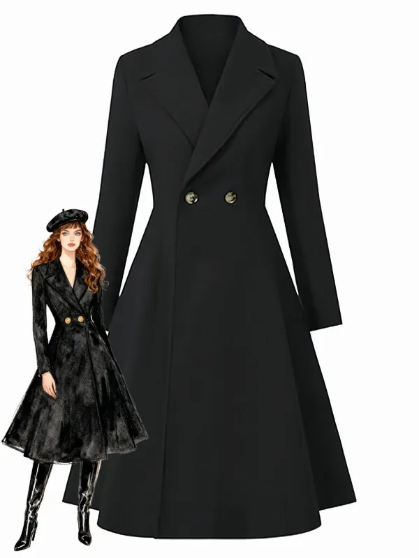 1950s Solid Notched Collar Dress Coat sold by Retro Stage