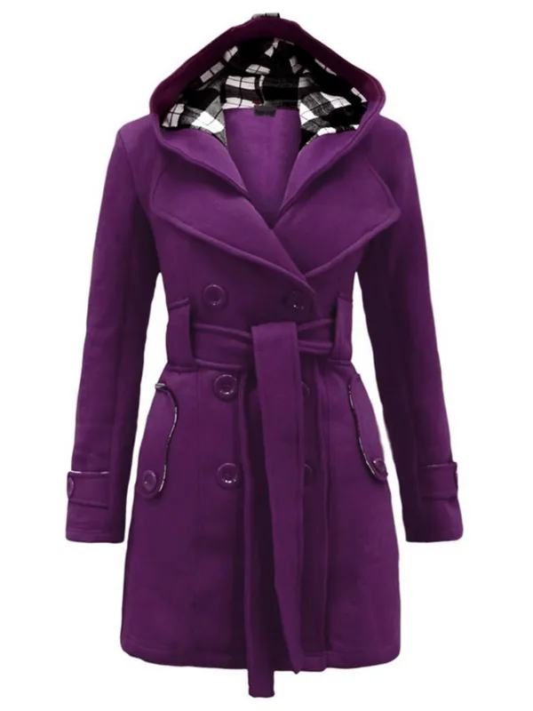 Retro Solid Belt Double-breasted Coat sold by Retro Stage