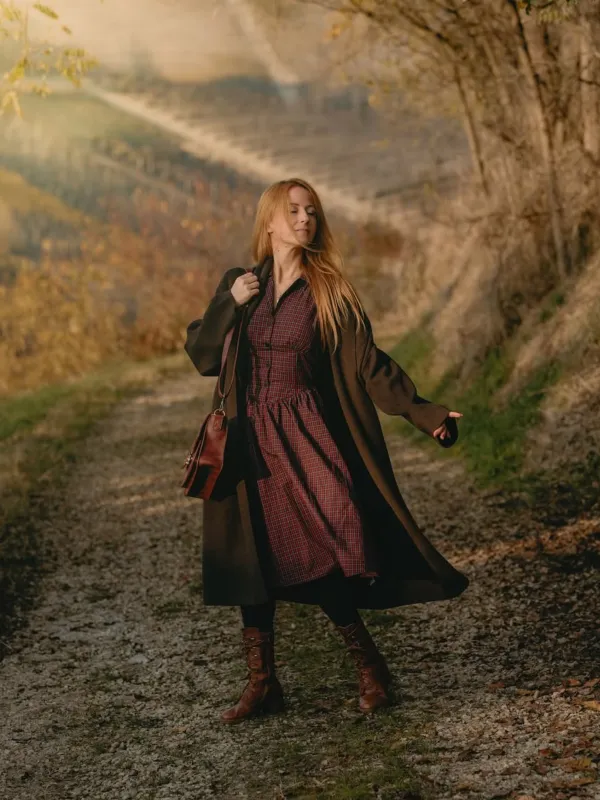 Red 1950s Plaid Lapel Puff Sleeves Cotton Dress sold by Retro Stage