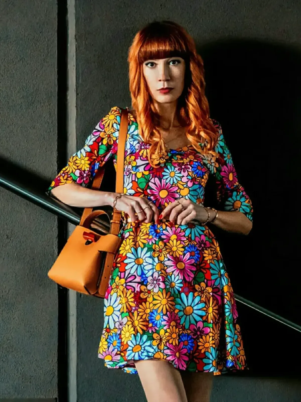 1960s Flare Sleeve Colorful Daisy Dress sold by Retro Stage product image thumbnail 3