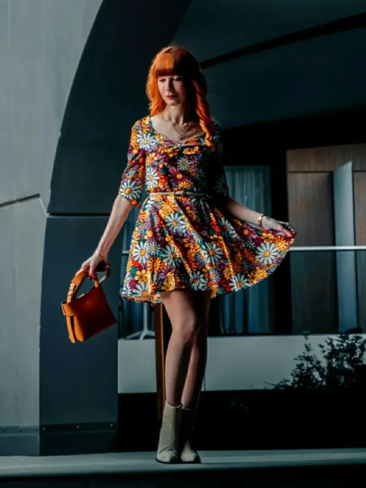 1960s Flare Sleeve Colorful Daisy Dress sold by Retro Stage