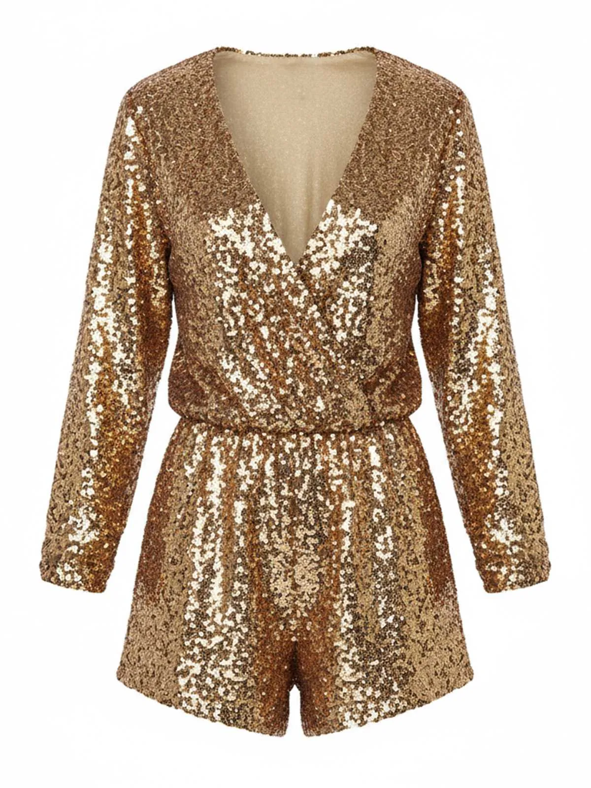 1970s V-Neck Sequin Long Sleeve Romper sold by Retro Stage product image thumbnail 2