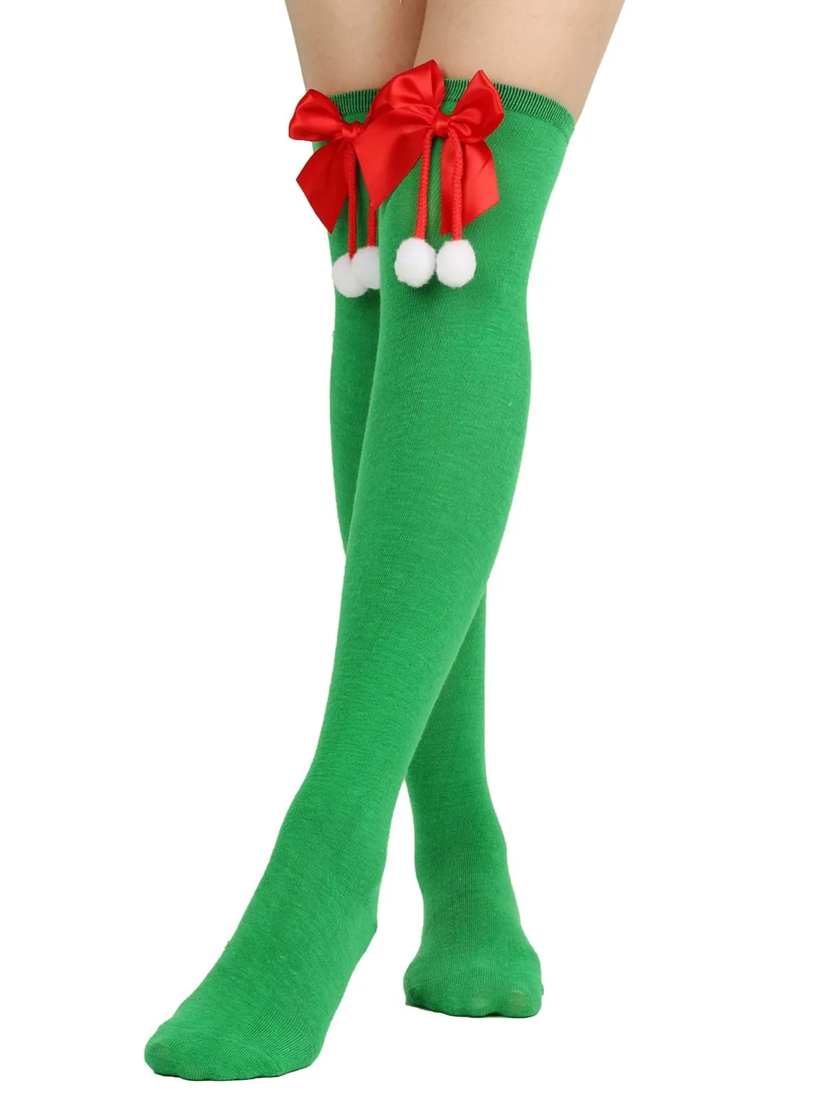 Christmas Striped Bow Pom-Poms Socks sold by Retro Stage product image thumbnail 4