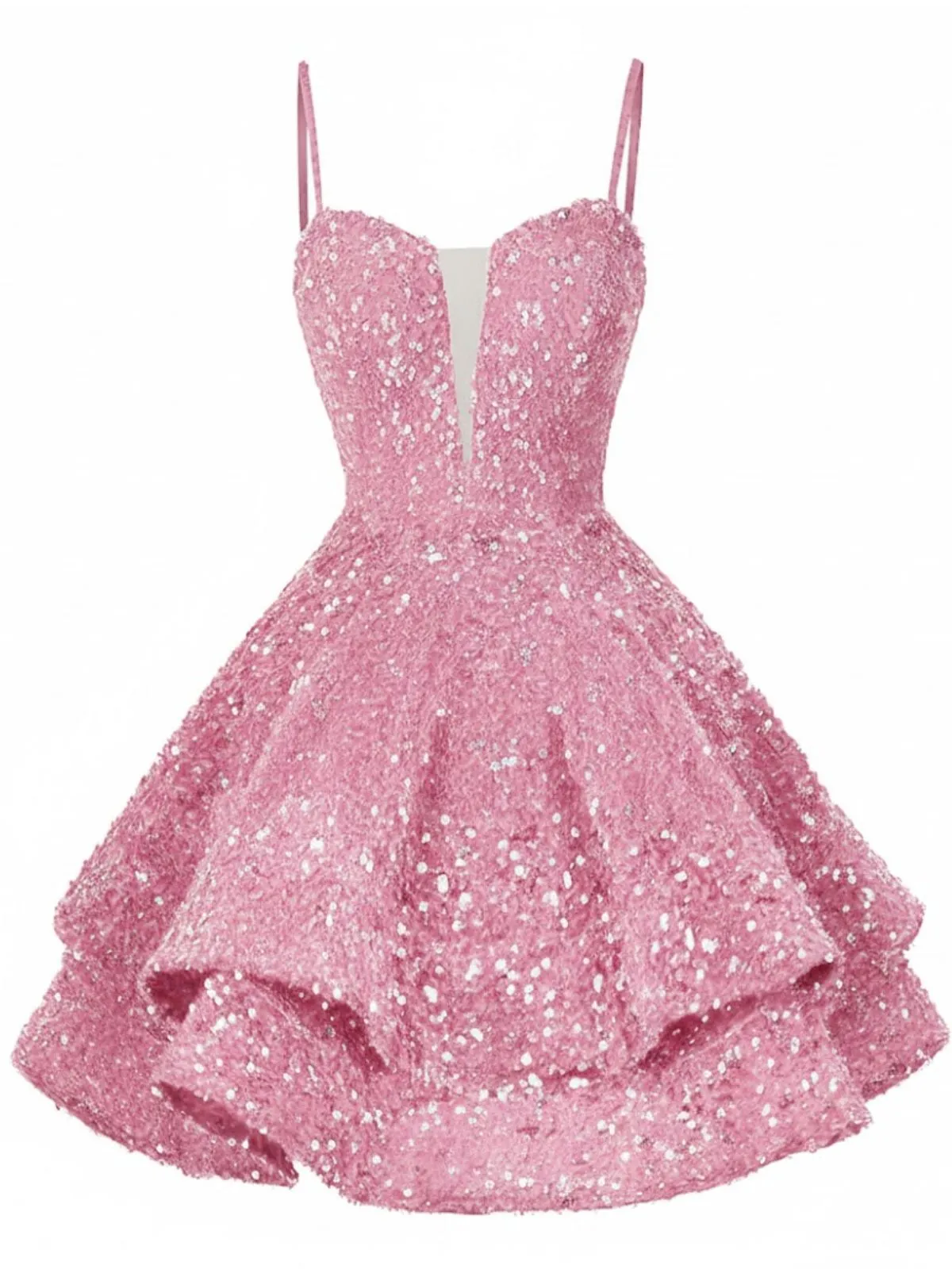 Red 1950s Sequin Deep V-Neck Lace-UP Mini Party Dress sold by Retro Stage product image thumbnail 4