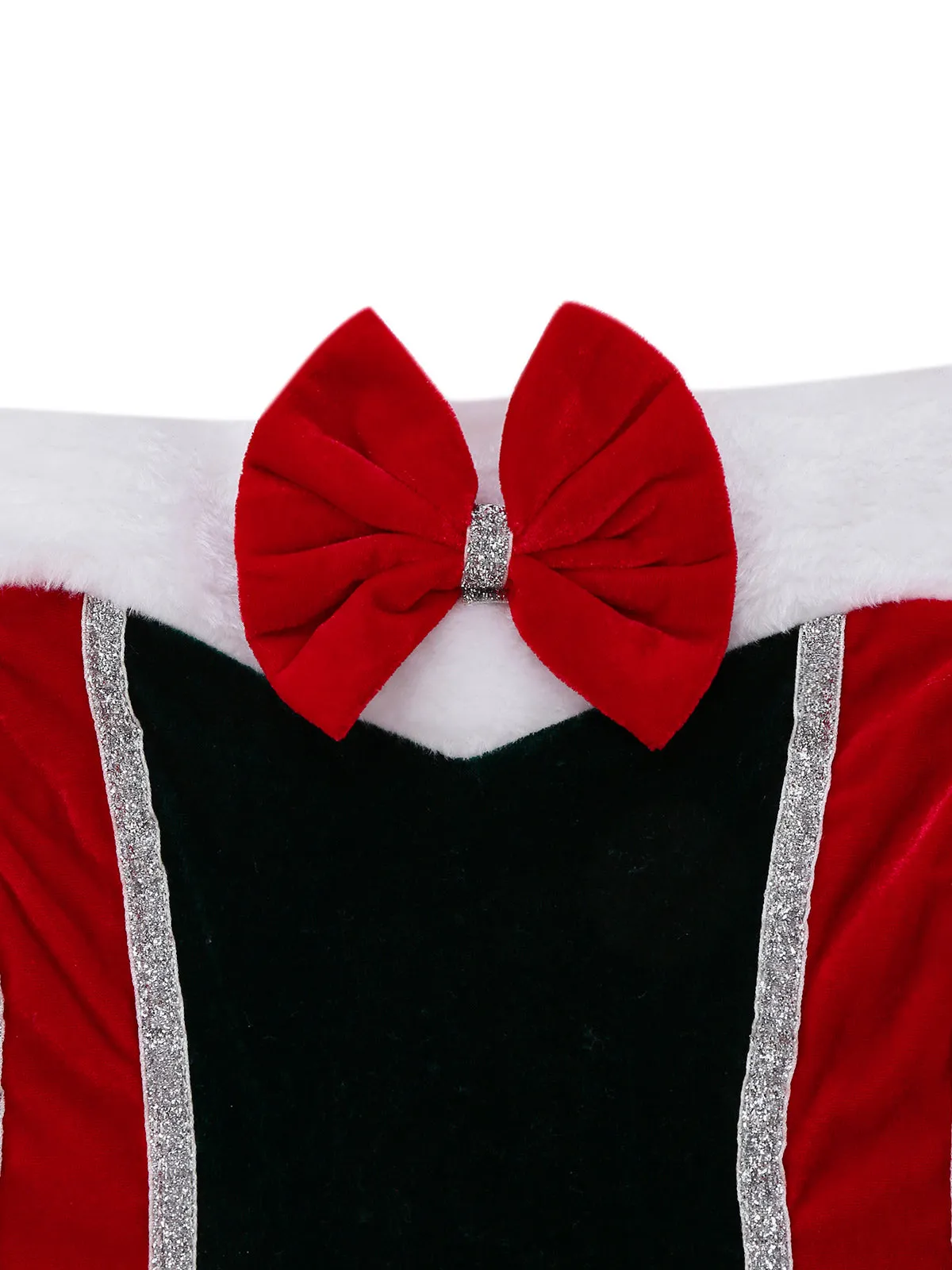 1960s Strapless Velvet Christmas Fur Trim Bow Dress Set sold by Retro Stage product image thumbnail 4