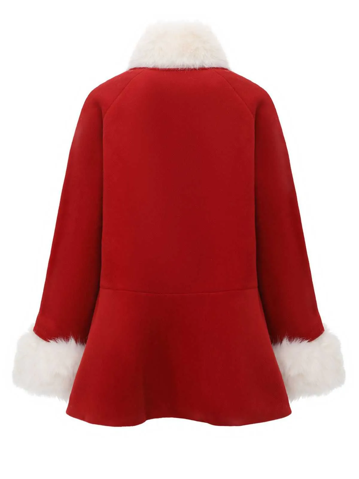 Red 1980s Faux Fur Trim Crystal Button Coat sold by Retro Stage product image thumbnail 3