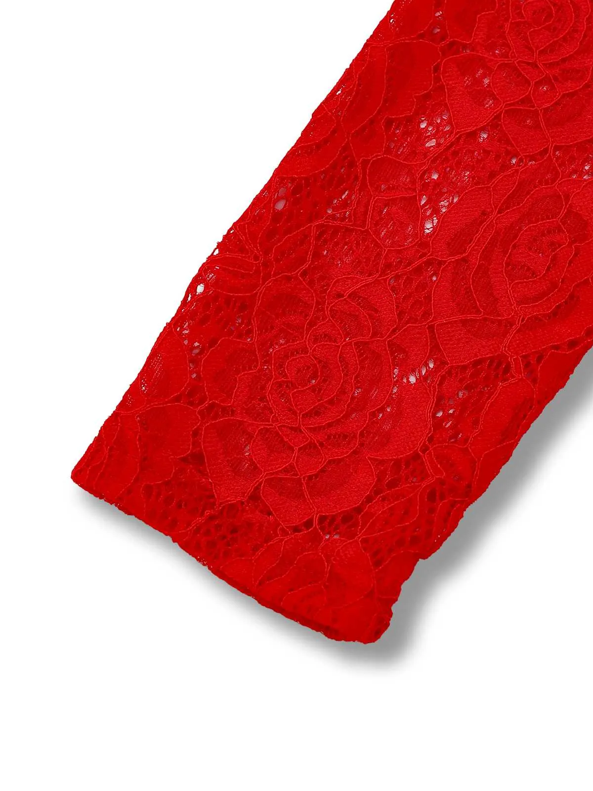 Red 1980s High Neck Sheer Lace Bodycon Maxi Dress sold by Retro Stage product image thumbnail 5