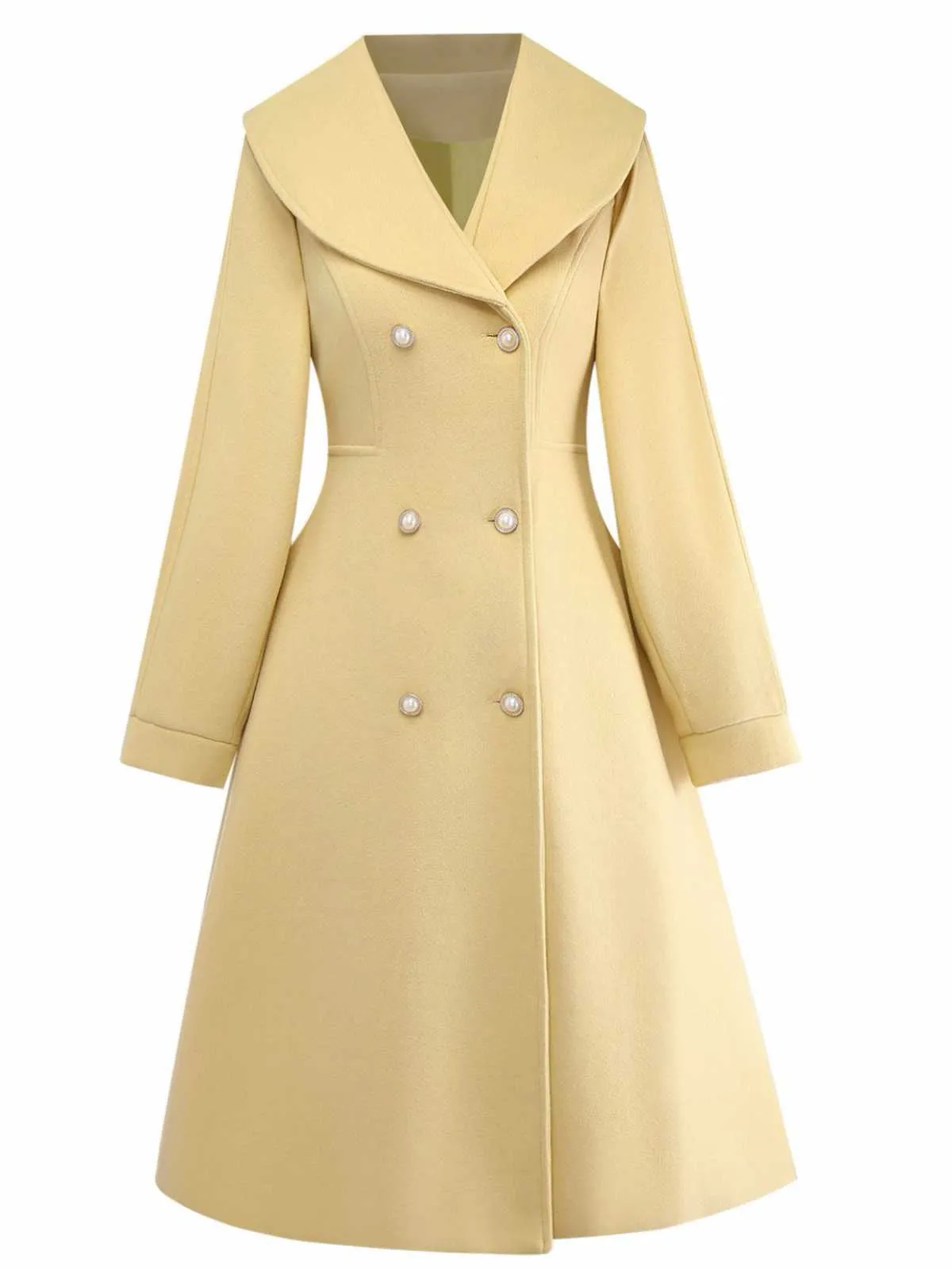Yellow 1930s Lapel Double-Breasted Coat sold by Retro Stage product image thumbnail 2