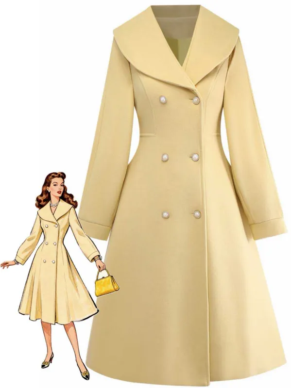 Yellow 1930s Lapel Double-Breasted Coat sold by Retro Stage