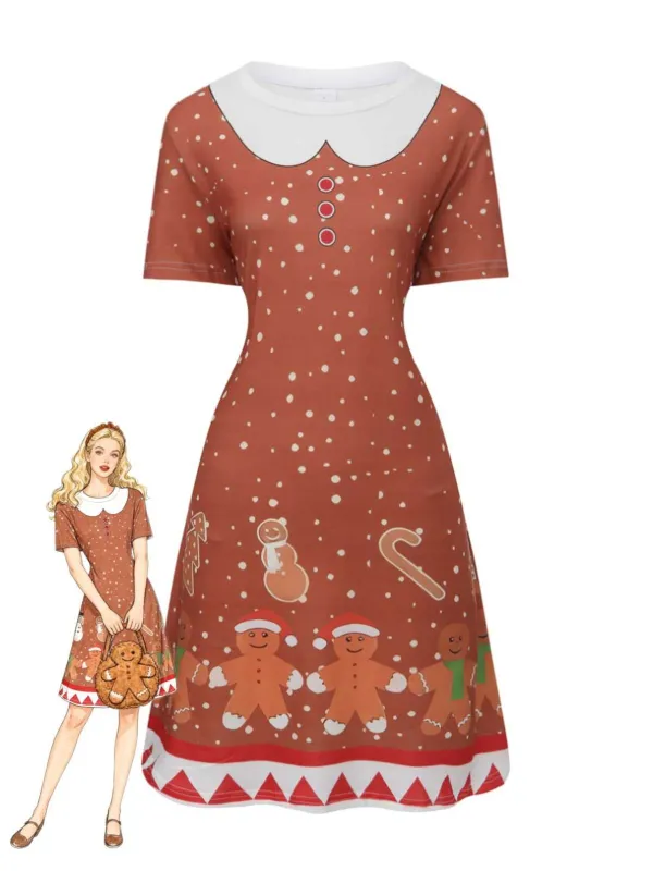 1960s Christmas Gingerbread Man A-Line Dress sold by Retro Stage
