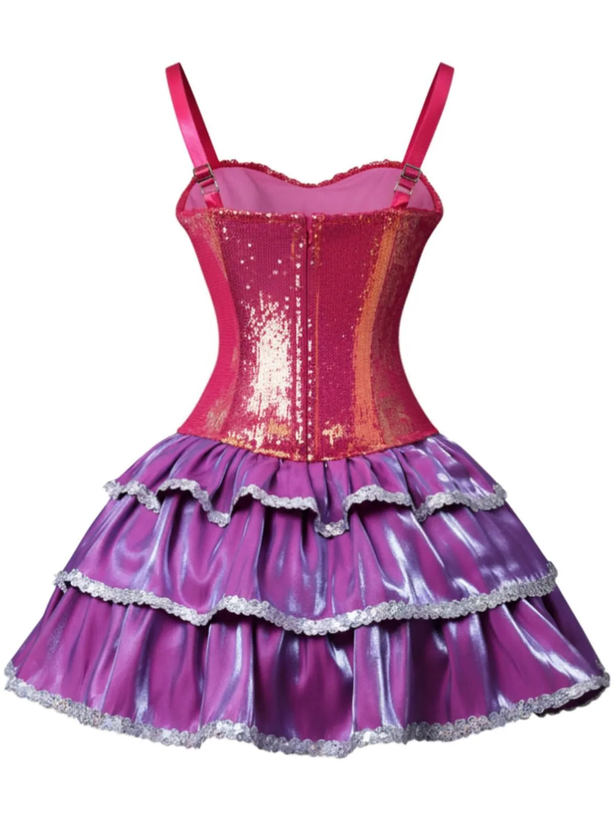 Pink 1960s Barbie Sequin Strap Ruffled Dress sold by Retro Stage product image thumbnail 4