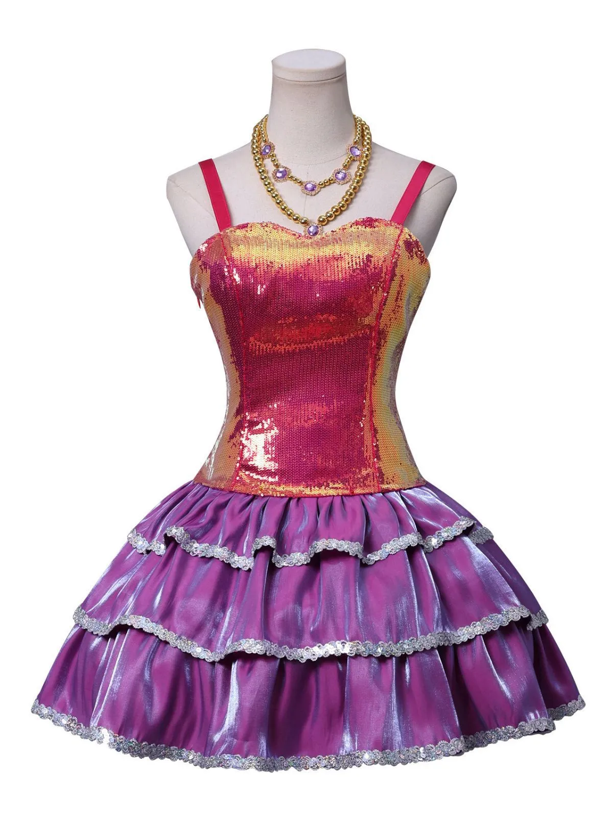 Pink 1960s Barbie Sequin Strap Ruffled Dress sold by Retro Stage product image thumbnail 2