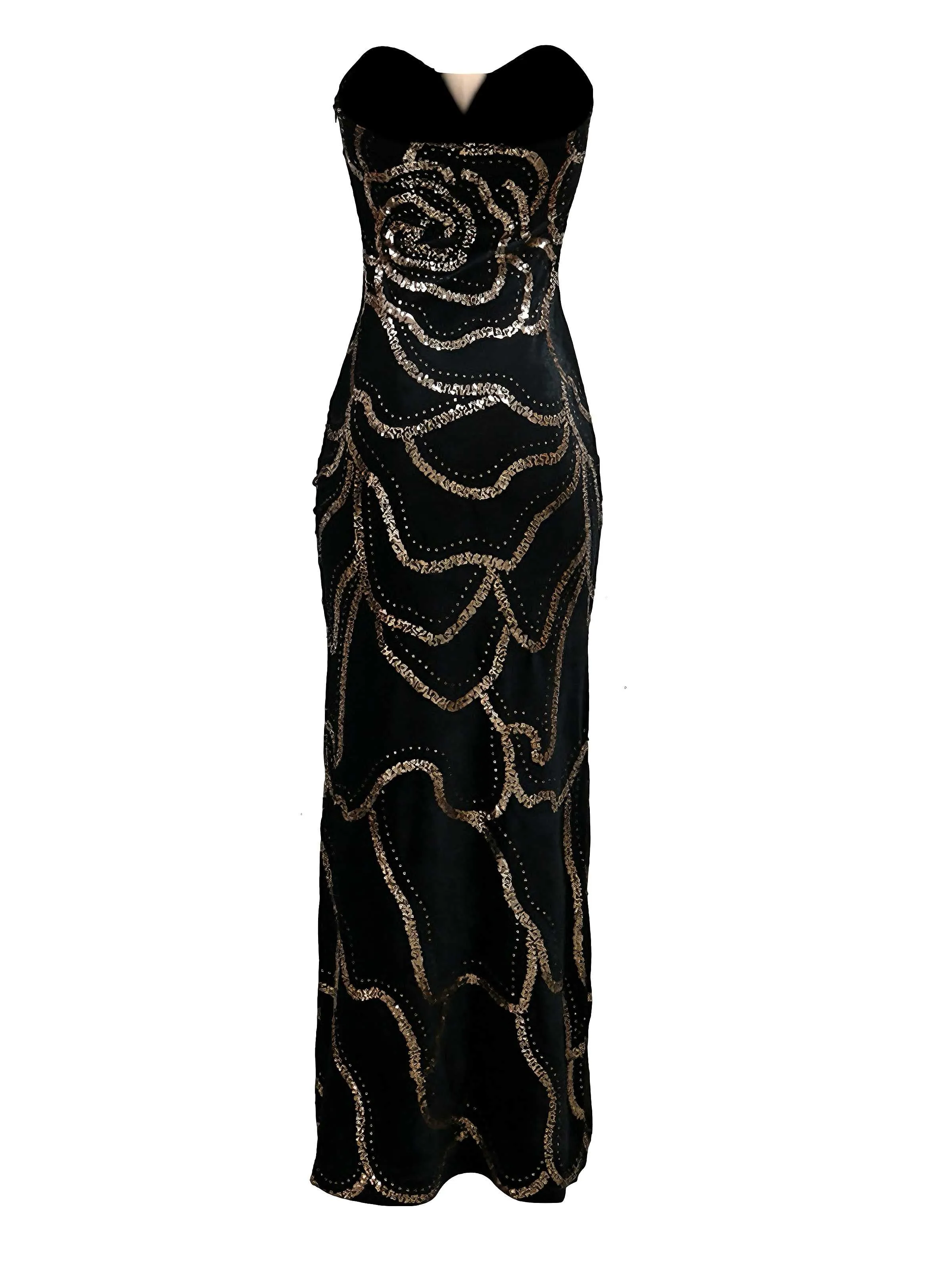 Black 1980s Strapless Sequin Bodycon Dress sold by Retro Stage product image thumbnail 2