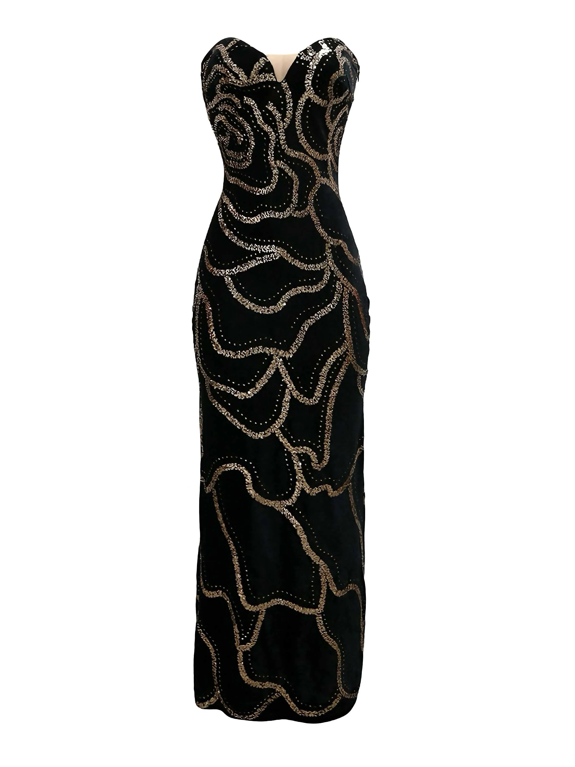 Black 1980s Strapless Sequin Bodycon Dress sold by Retro Stage product image thumbnail 3