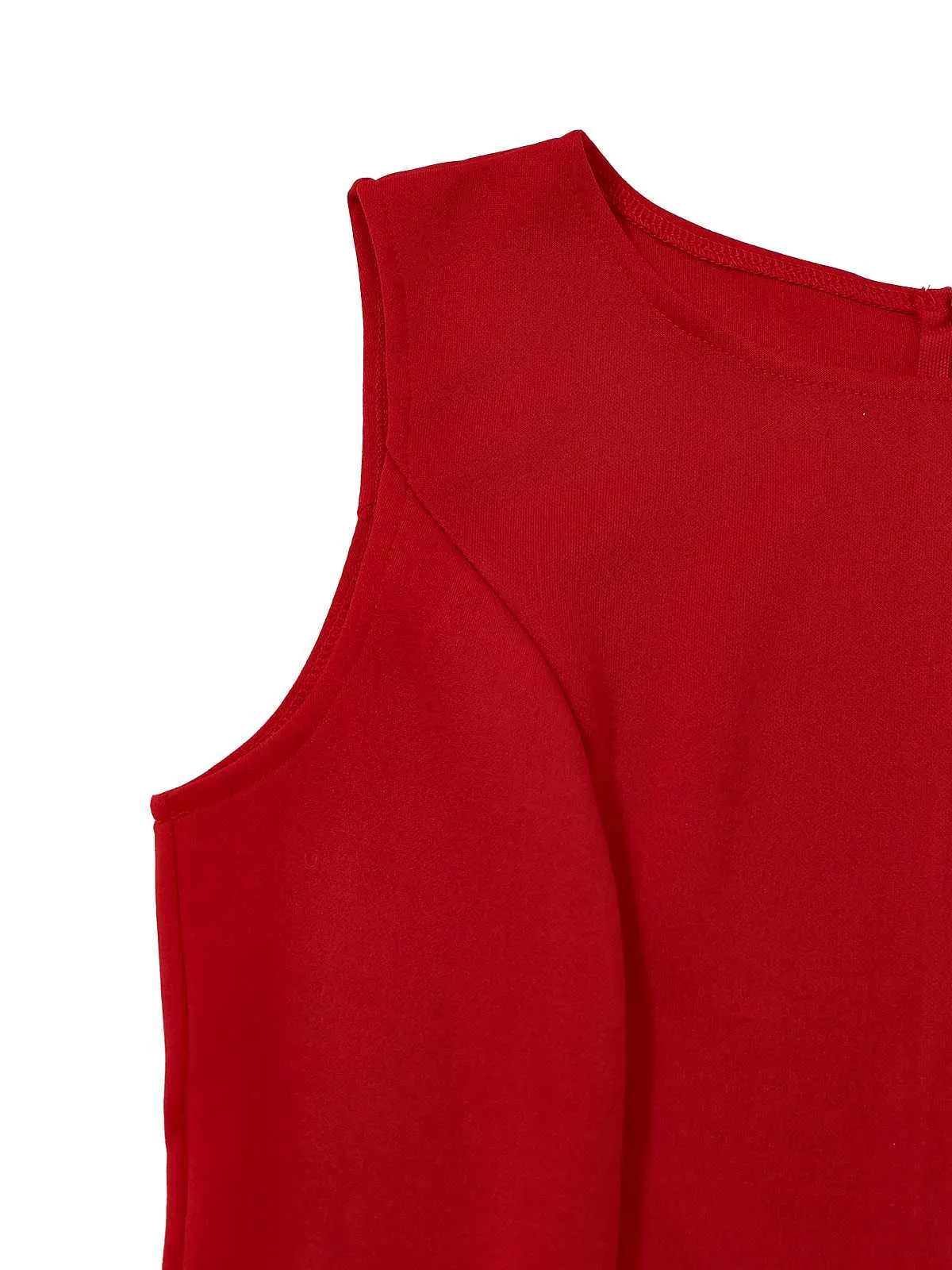 Red 1960s Ruffle Hem Asymmetric Sleeveless Dress sold by Retro Stage product image thumbnail 5