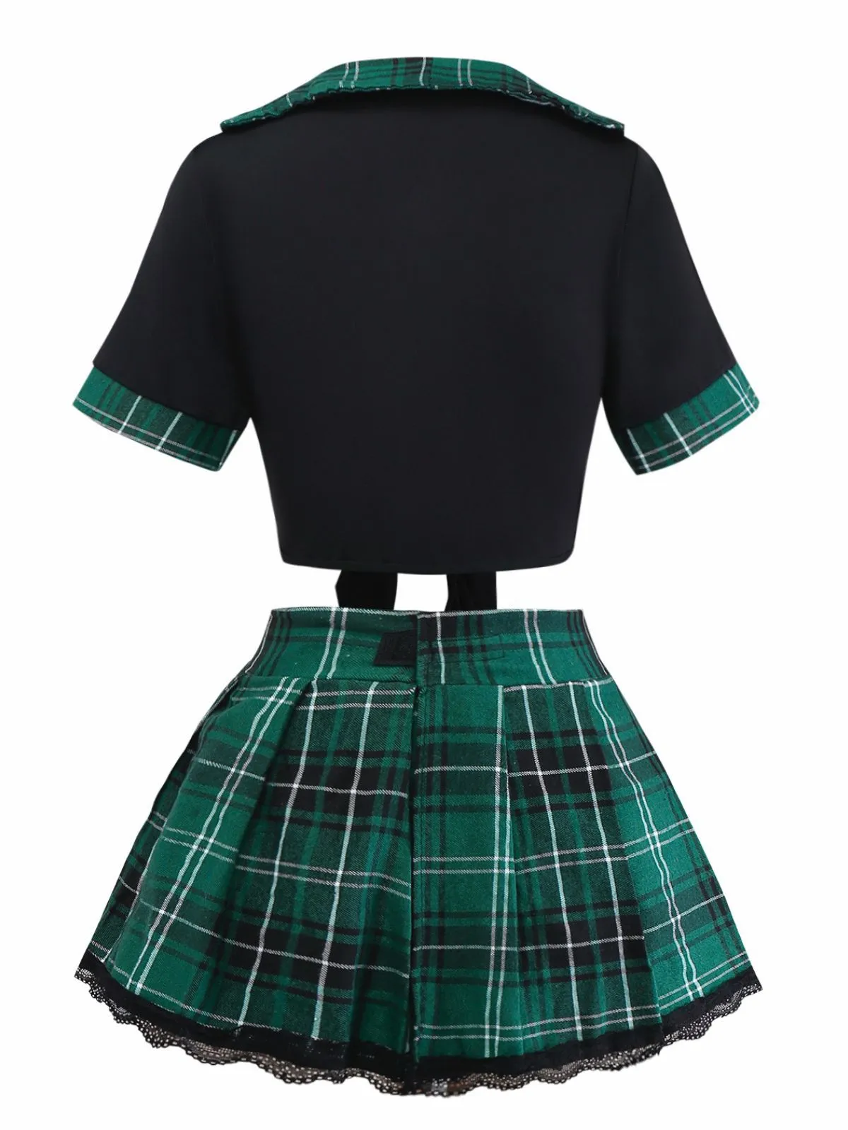 1980s Sexy Lace-Up Plaid Pajama Set sold by Retro Stage product image thumbnail 3