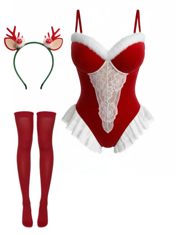 Red 1980s Christmas Onesie Pajama Set sold by Retro Stage