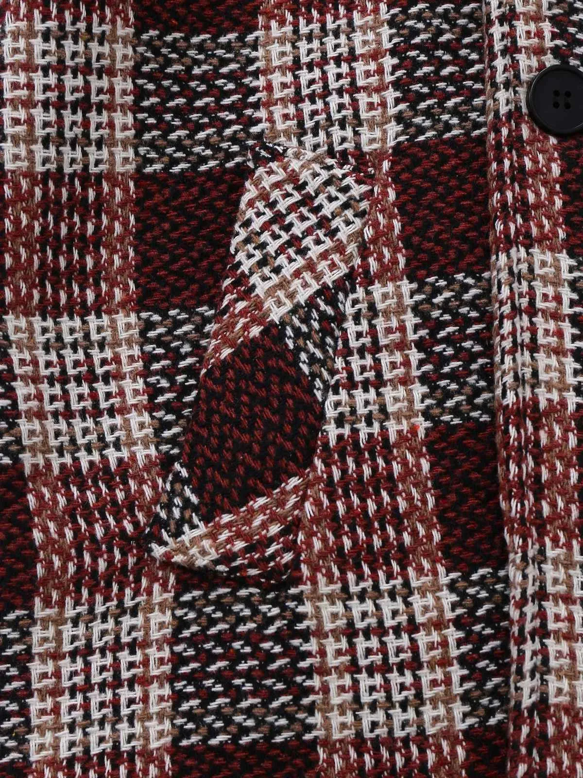 Red 1950s Plaid Tweed Stand Collar Coat sold by Retro Stage product image thumbnail 4