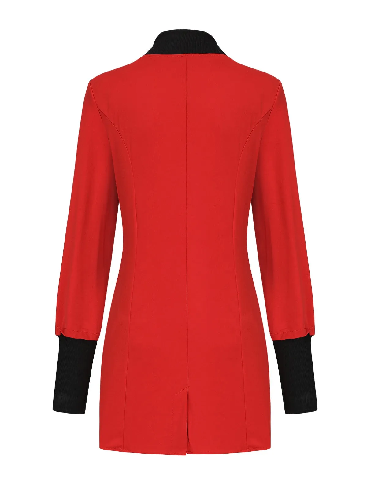 Red 1940s Diagonal Button Stand Collar Coat sold by Retro Stage product image thumbnail 3