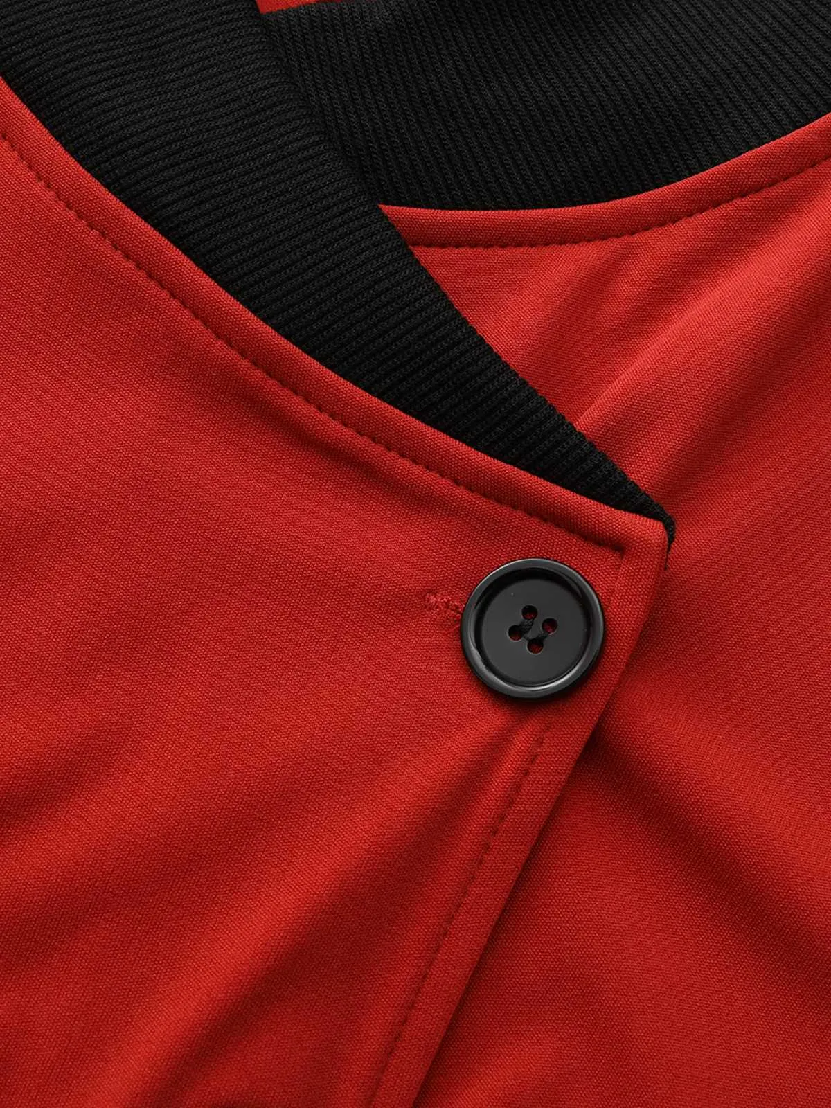 Red 1940s Diagonal Button Stand Collar Coat sold by Retro Stage product image thumbnail 5