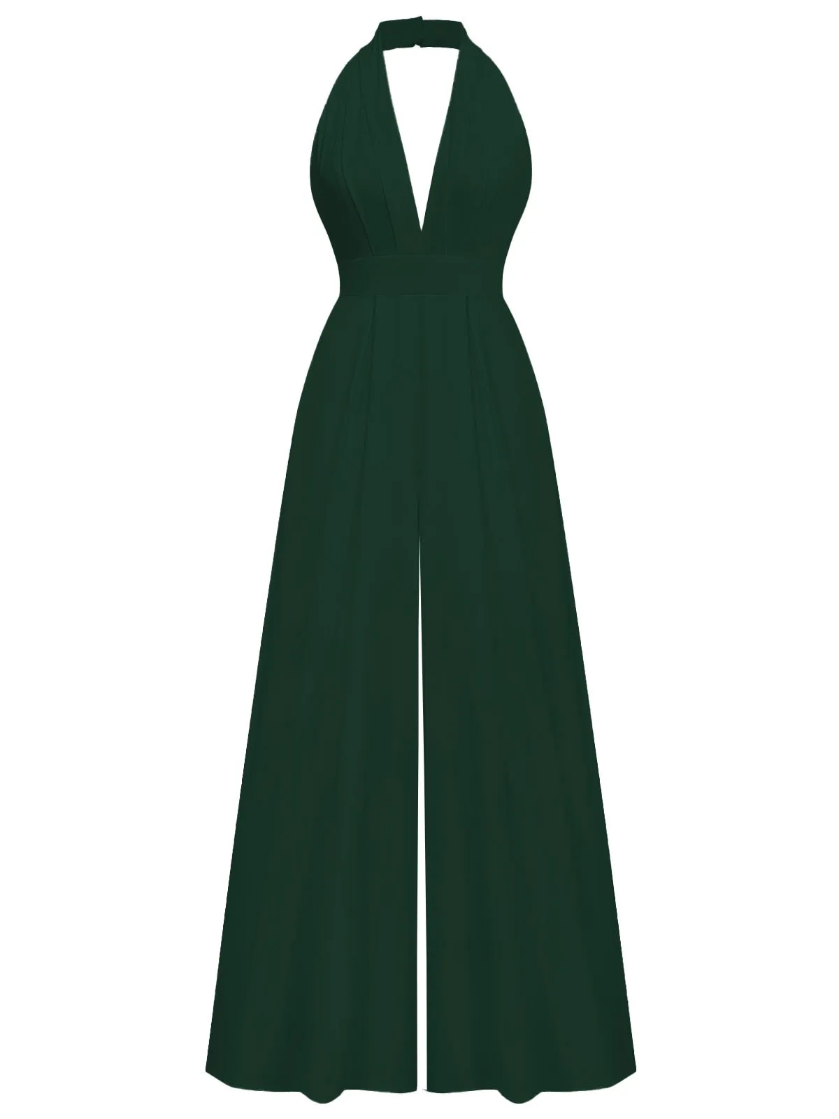 1970s Deep V-Neck Solid Super Wideleg Jumpsuit sold by Retro Stage product image thumbnail 3