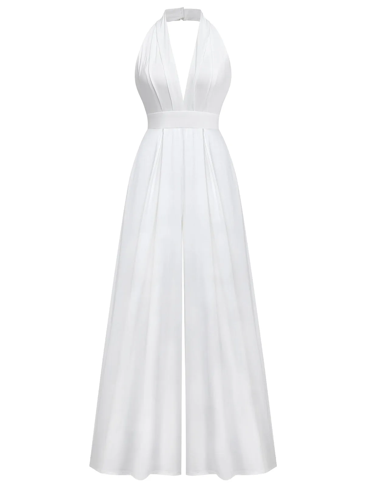 1970s Deep V-Neck Solid Super Wideleg Jumpsuit sold by Retro Stage product image thumbnail 4