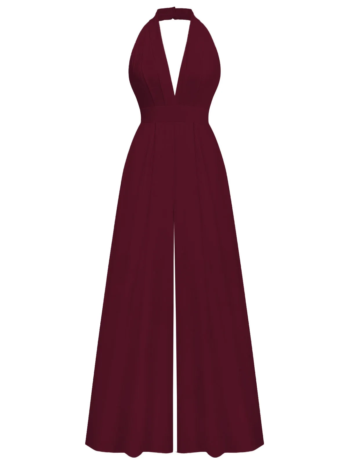 1970s Deep V-Neck Solid Super Wideleg Jumpsuit sold by Retro Stage product image thumbnail 2
