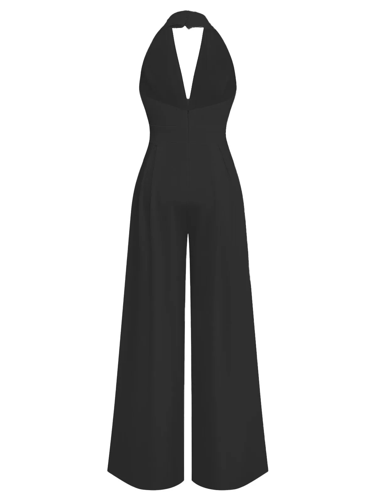 1970s Deep V-Neck Solid Super Wideleg Jumpsuit sold by Retro Stage product image thumbnail 5
