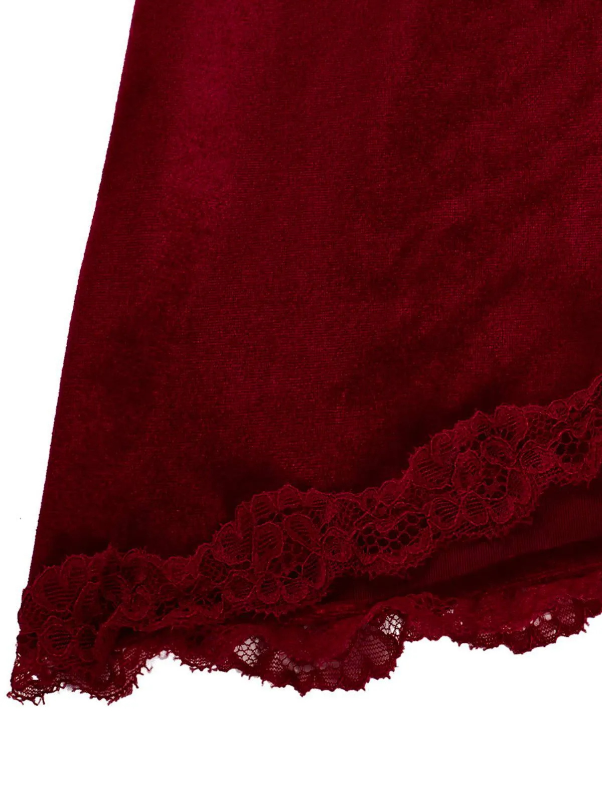 Deep Red 1980s Lace-Up Velvet Strap Nightgown sold by Retro Stage product image thumbnail 4