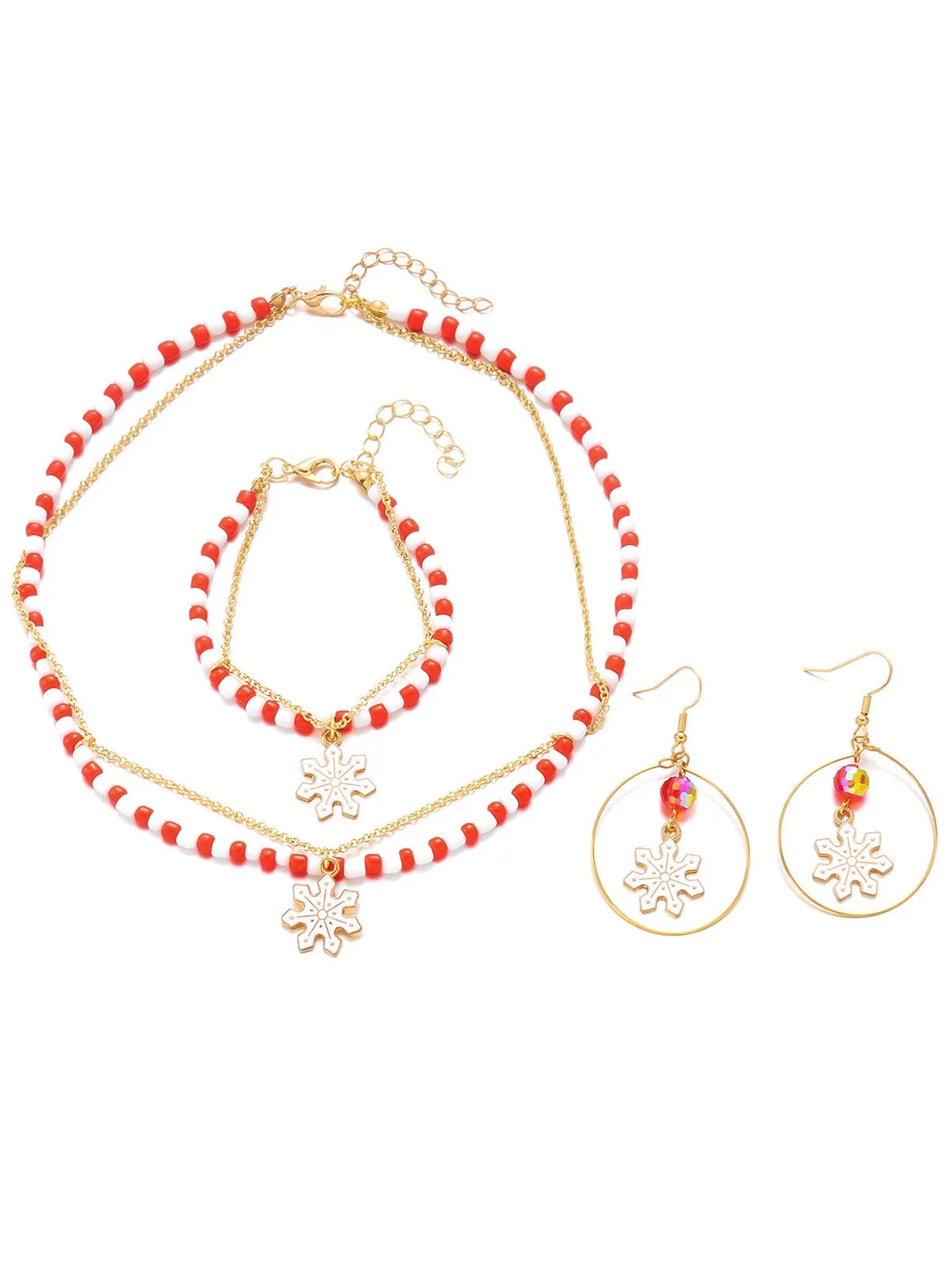 Vintage Christmas Beading Necklace & Bracelet & Earring Set sold by Retro Stage