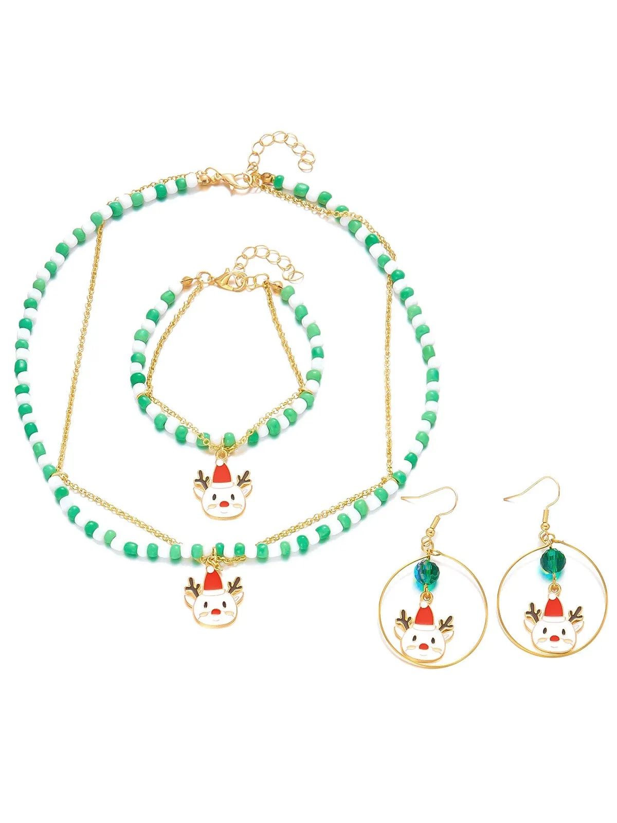 Vintage Christmas Beading Necklace & Bracelet & Earring Set sold by Retro Stage product image thumbnail 4