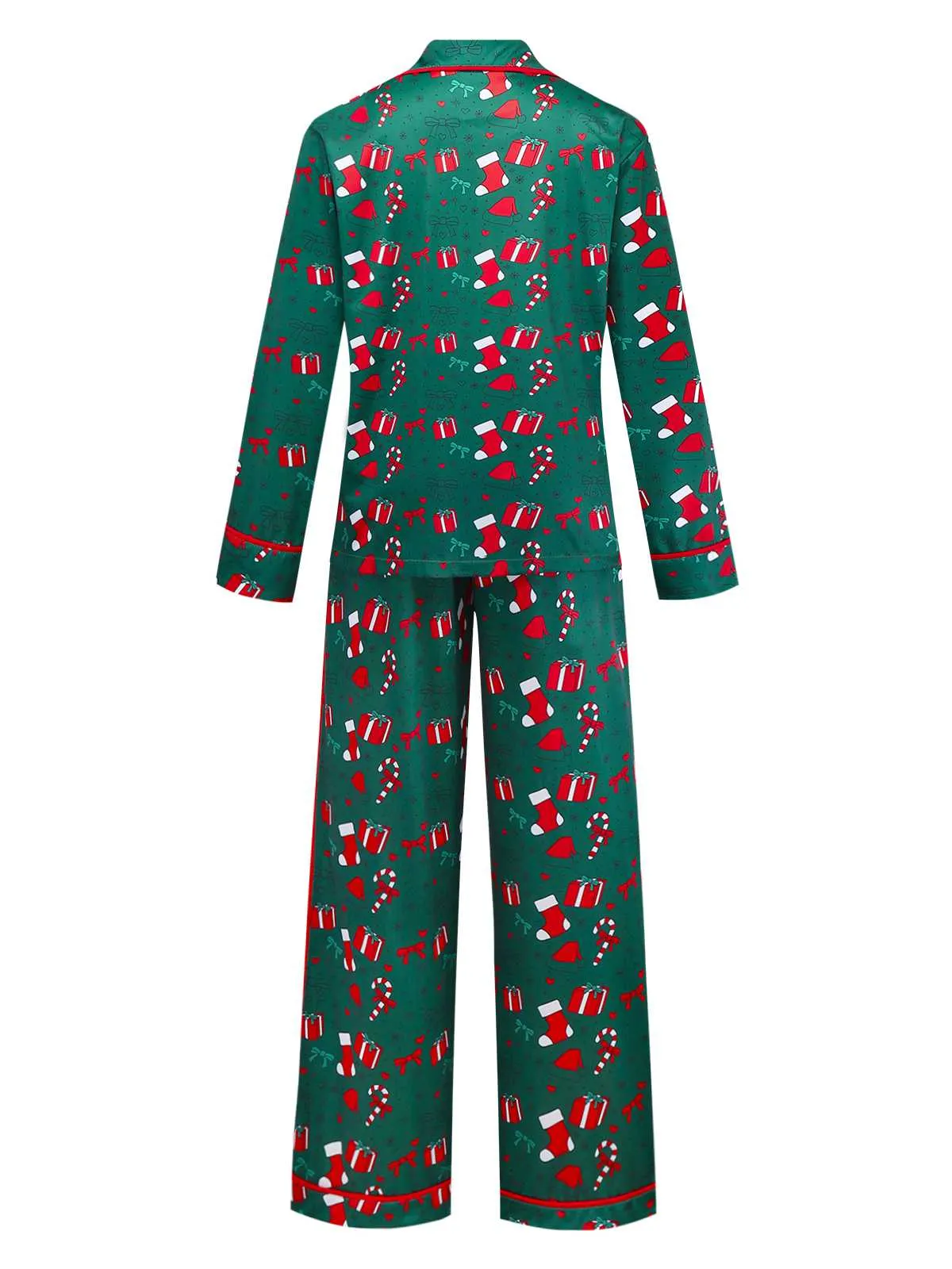 Green 1940s Christmas Print Pajama Set sold by Retro Stage product image thumbnail 3