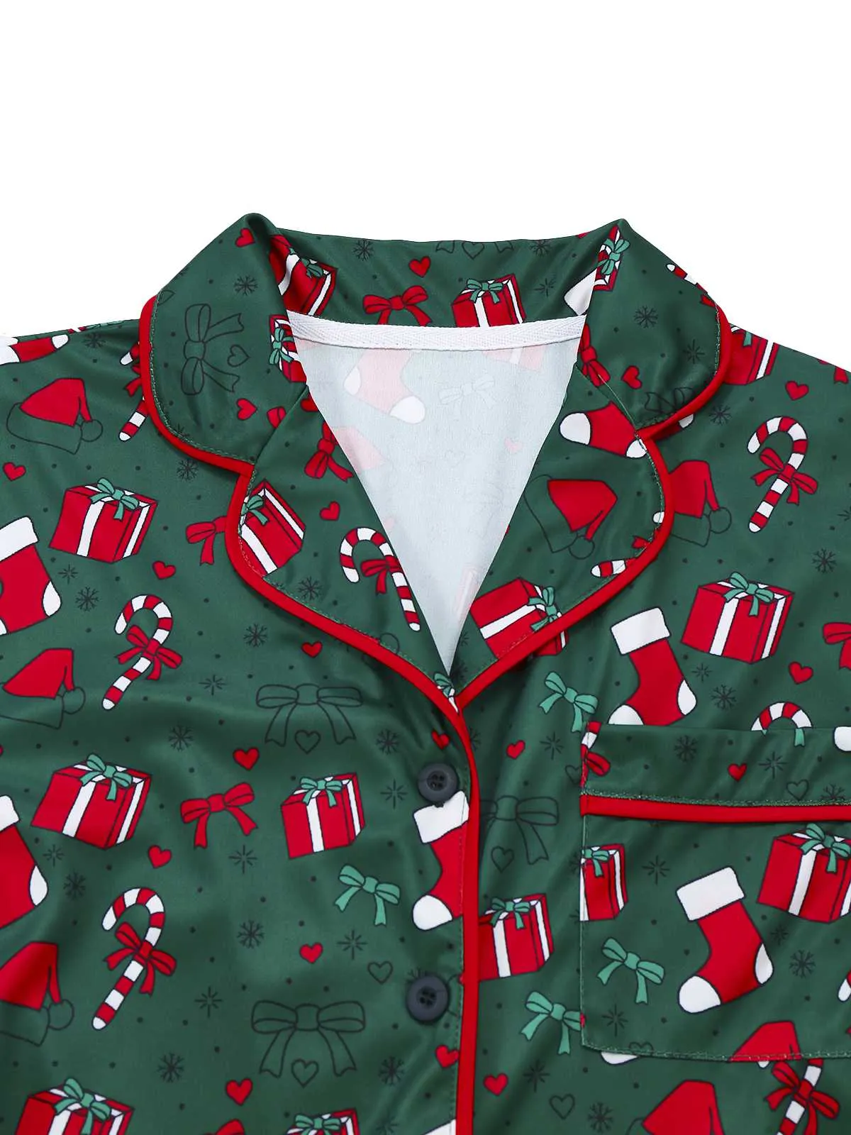 Green 1940s Christmas Print Pajama Set sold by Retro Stage product image thumbnail 4