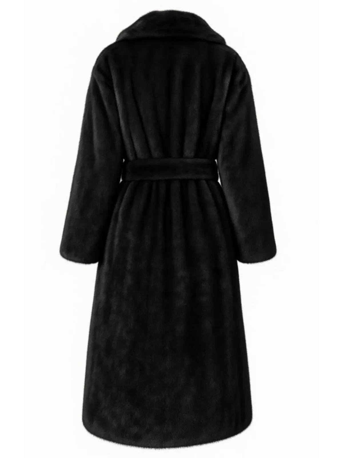 1950s Solid Lapel Artifical Fur Robe Coat sold by Retro Stage product image thumbnail 4