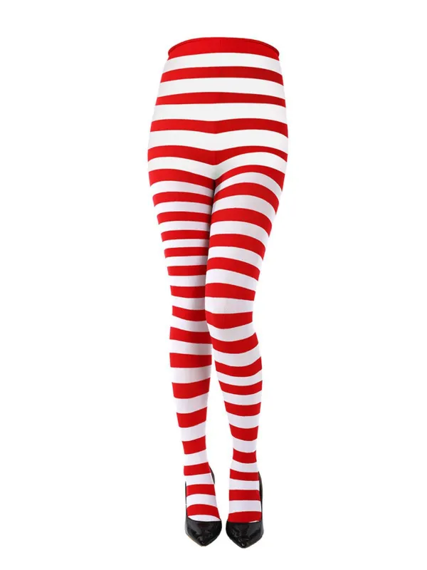 Vintage Christmas Striped High-Waisted Pantyhose sold by Retro Stage